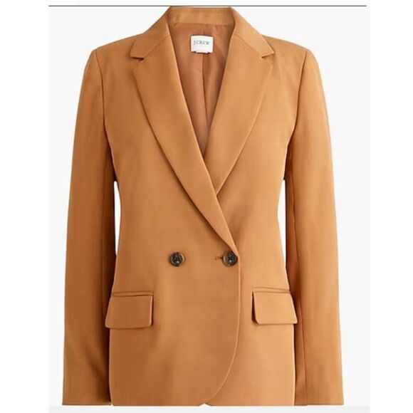 J Crew Women's Drapey Twill‎ Double Breasted Brown Blazer Brown Size 18 - Picture 2 of 6